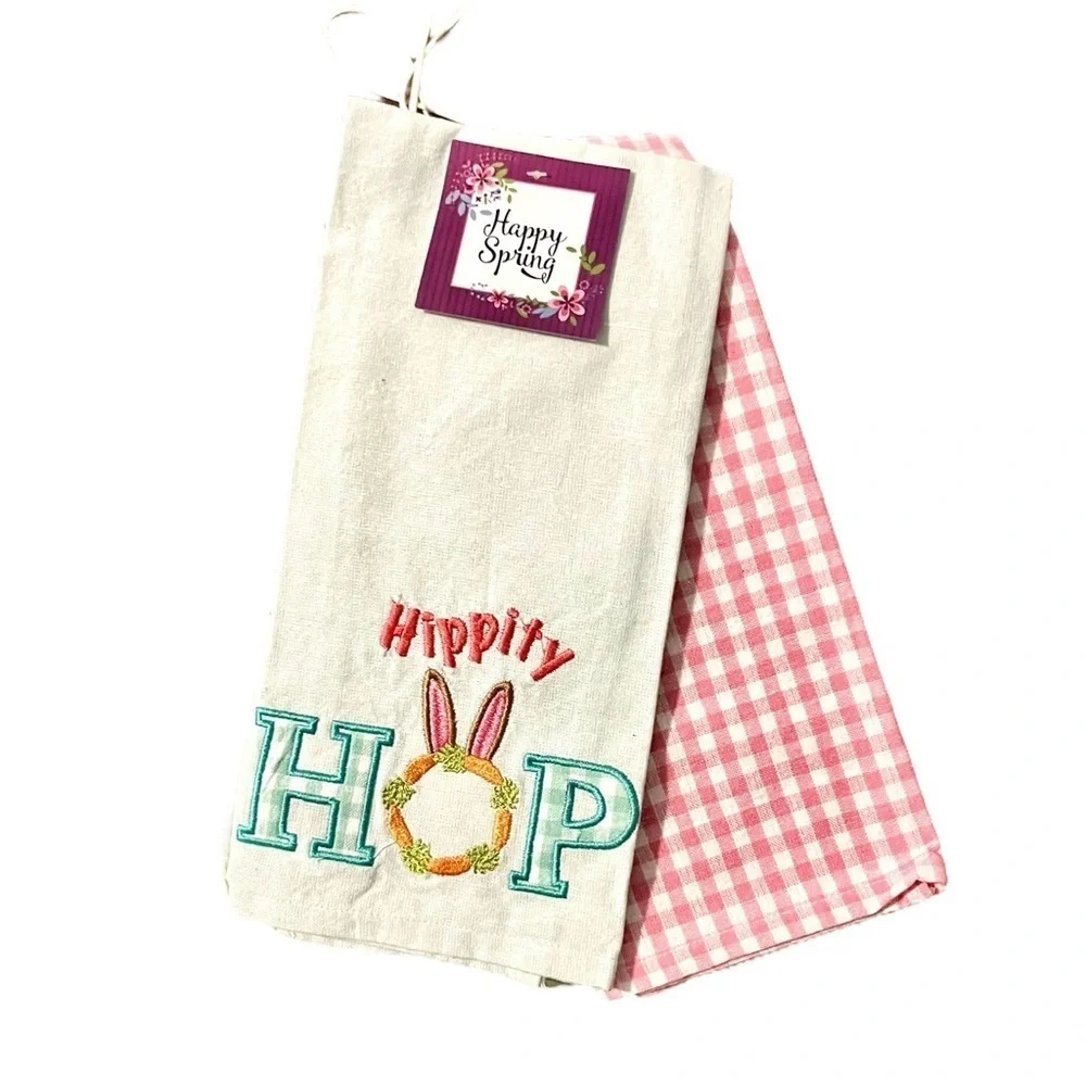 Easter Embroidered Cotton Kitchen Towel Set New With Tags